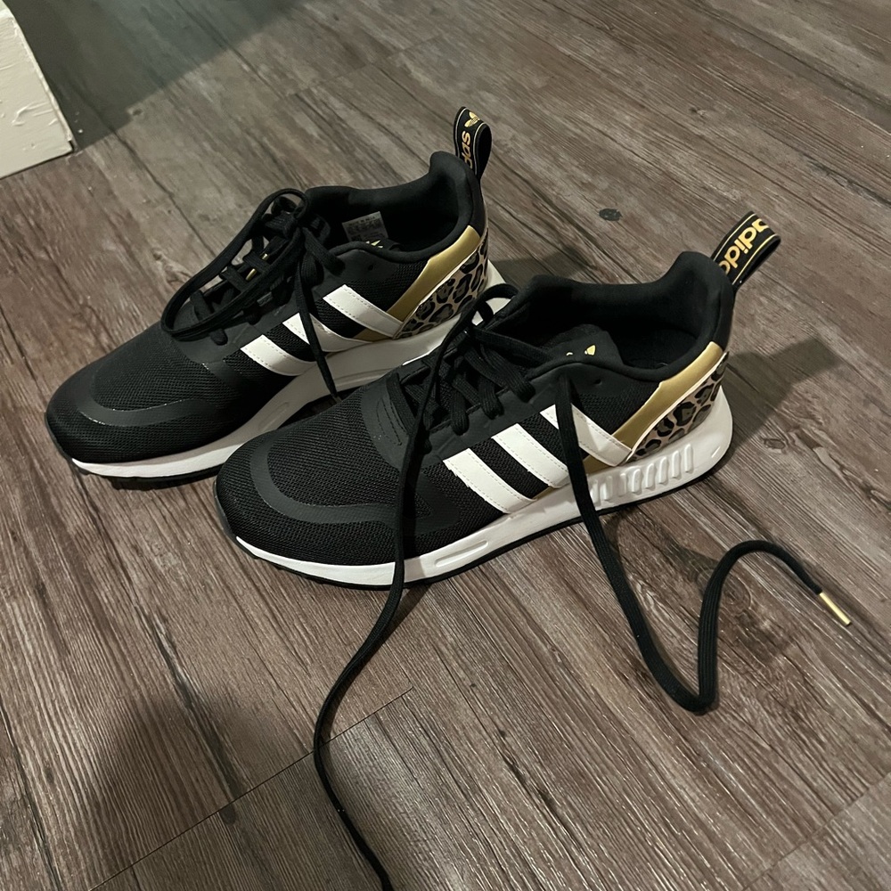 Adidas Black and Gold Women's Sneakers